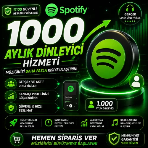  1000 Spotify Aylık Dinleyici - Hızlı Teslimat